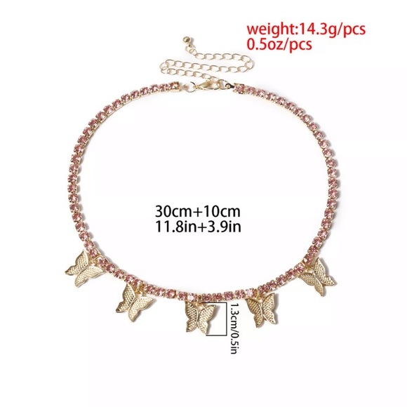 Luxury Rhinestone Set of Two Necklaces Choker Butterfly - Picture 6 of 6